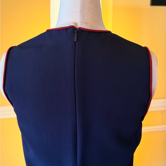 GUCCI - Navy Mini Shift Dress with White and Red Contrast Trim - Picture 11 of 15